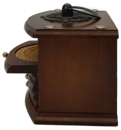 Vintage Untersetzer-Set aus Holz mit Halter • 6 Stück • Orientalisches Design • mit Kork-Inlay - Bild 2