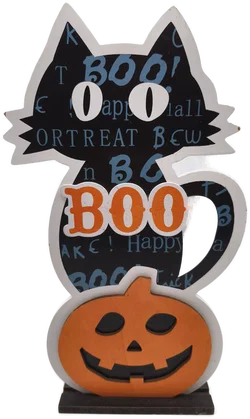 Halloween, Deko-Katze, Holz, 42cm