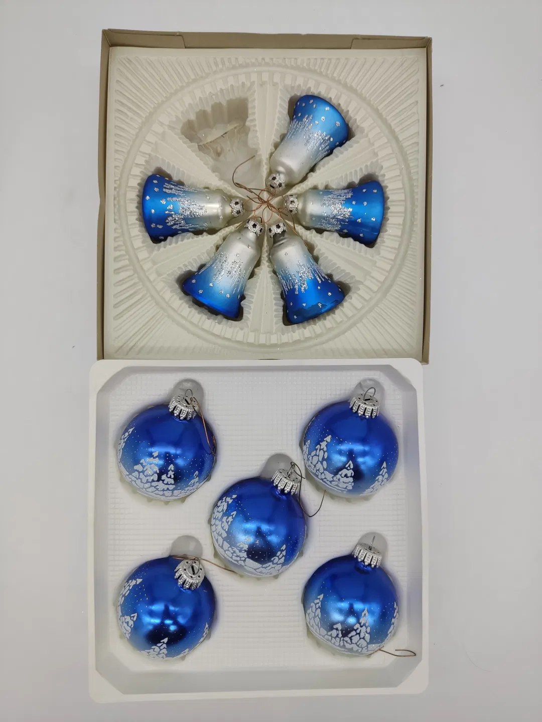 blaue Weihnachtskugeln (10 Stk., Glas & handbemalt) - Bild 4