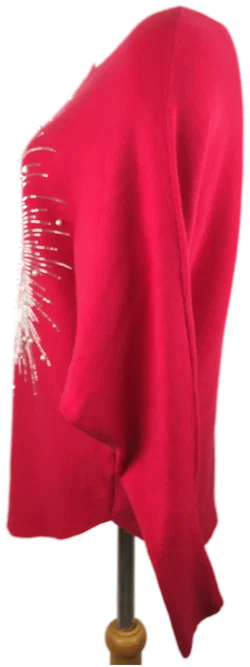 Damenpullover Größe 38 in Rot mit Schmuckmotiv | Glamour – Vorschau 3