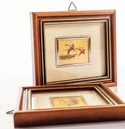 2 Kunst Miniatur Lithografien auf Goldfolie 960  - Bild 2