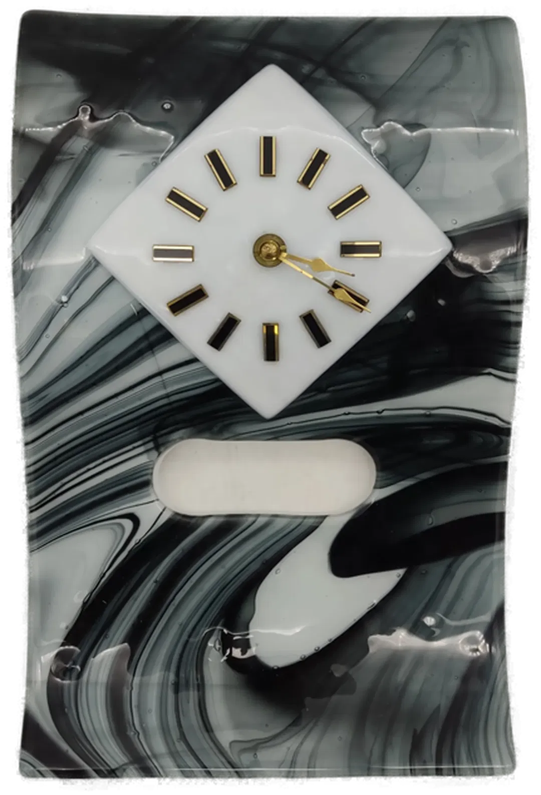 Wanduhr aus Glas, mit Junghans Qurartzwerk in Schwarz / Weiß - Bild 1