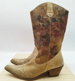 Colorado Vintage Cowboystiefel, Gr. 37, Leder, beige - neu besohlt  - Bild 3