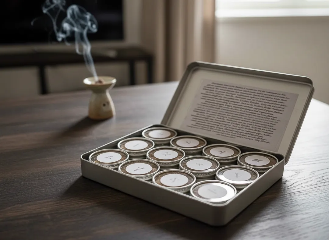 World of Incense Räucherset spirituell 12 Weihrauch-Variationen NEU & OVP Metalldose - Bild 2