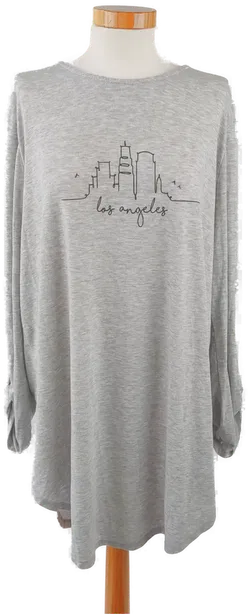 Damen Longshirt langarm grau, bedruckt - Gr. XXL - Bild 1