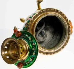 Russischer Samowar Messing handbemalt ca. 33 cm - Bild 4