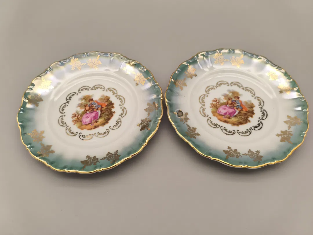 2 x Seltmann Weiden Porzellanteller Durchmesser 19cm Jean-Honoré fragonard sujet Goldrand - Bild 1