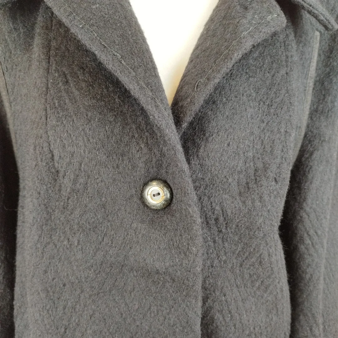 Mohair Mantel schwarz - Gr. 40 / reine Schurwolle – Bild 2