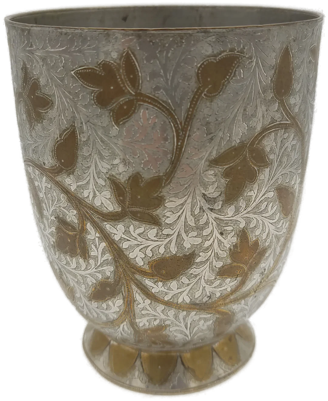 Messingbecher mit floraler Gravur | Indischer Vintage-Schatz – Bild 2