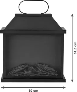 EASYmaxx LED-Kamin / LED Metall-Laterne XXL – Kaminfeuer-Effekt – Schwarz – ca. 31,5 cm - Bild 3