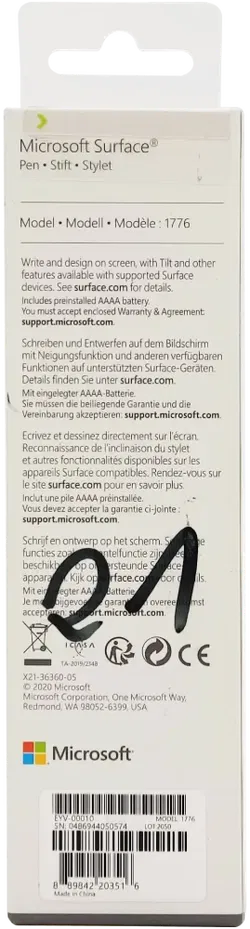 MICROSOFT Surface Pen / Stift (Modell 1776) in grau und inklusive Batterien - Bild 2