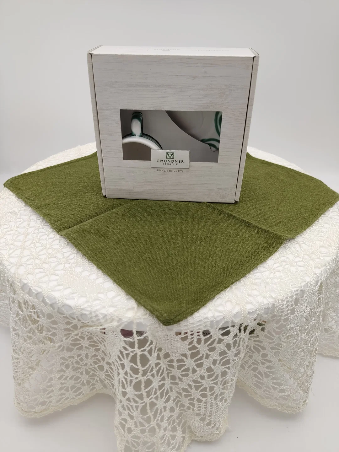 Gmundner Keramik Espresso-Set Grün Geflammt | Geschenkbox – Bild 3
