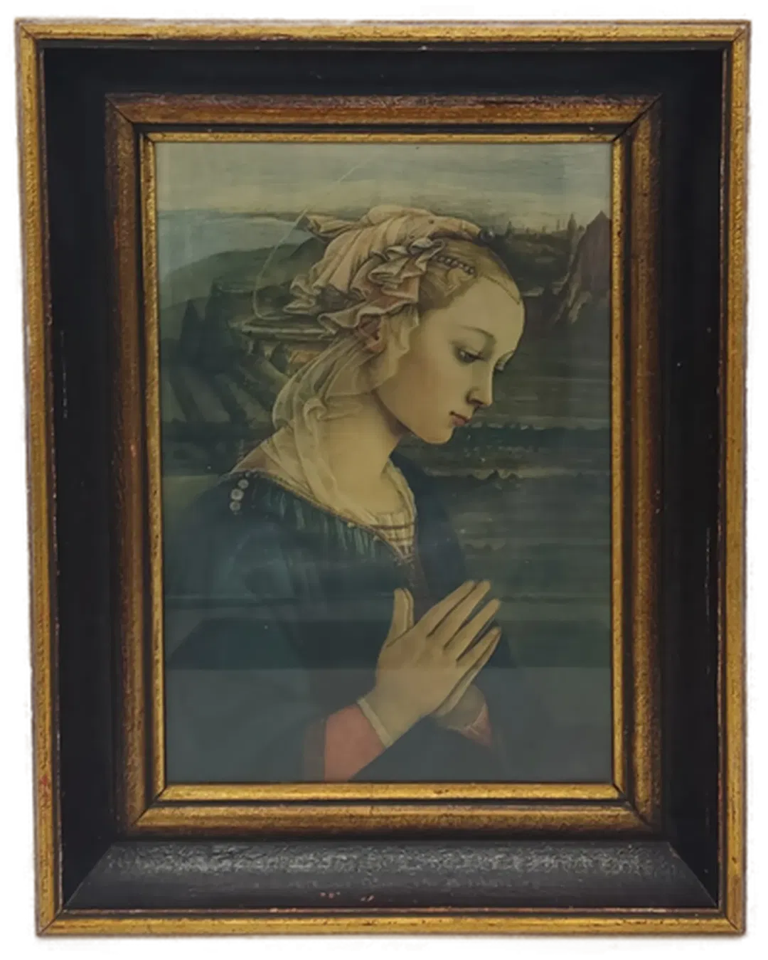 Gemälde mit vergoldetem Holzrahmen mit Madonna nach Filippo Lippi - Bild 4