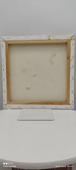 Ölbild Blumen Auf Leinwand 30x30 | Floraler Zeitreisender - Bild 4