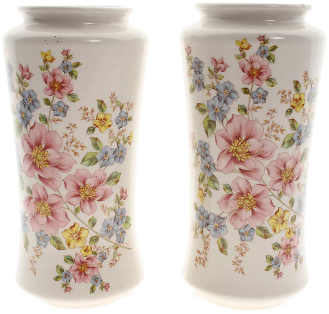 2er-Set Blumenvase – Porzellan „Décor Exclusiv“, Made in Italy, Florales Design - Bild 1