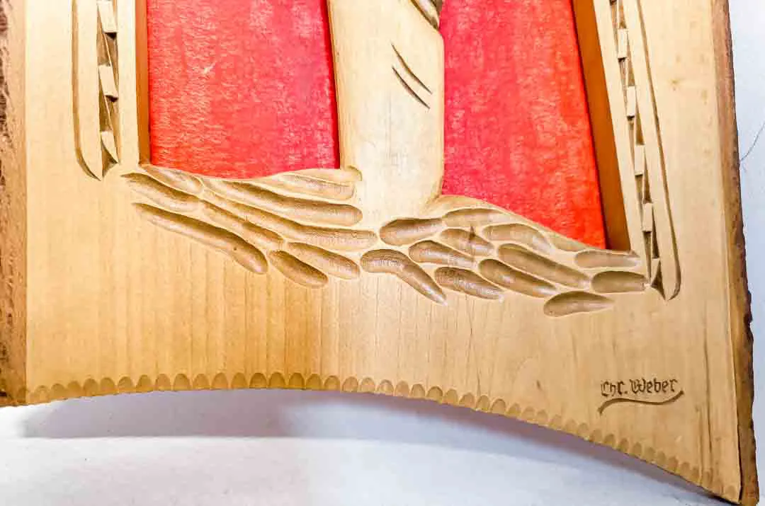 Wandbild Madonna mit Kind Relief Schnitzerei Chr. Weber – Bild 3
