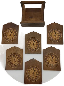 Holz-Untersetzer 6er-Set Uhr-Design | Zeitloser Charme - Bild 3