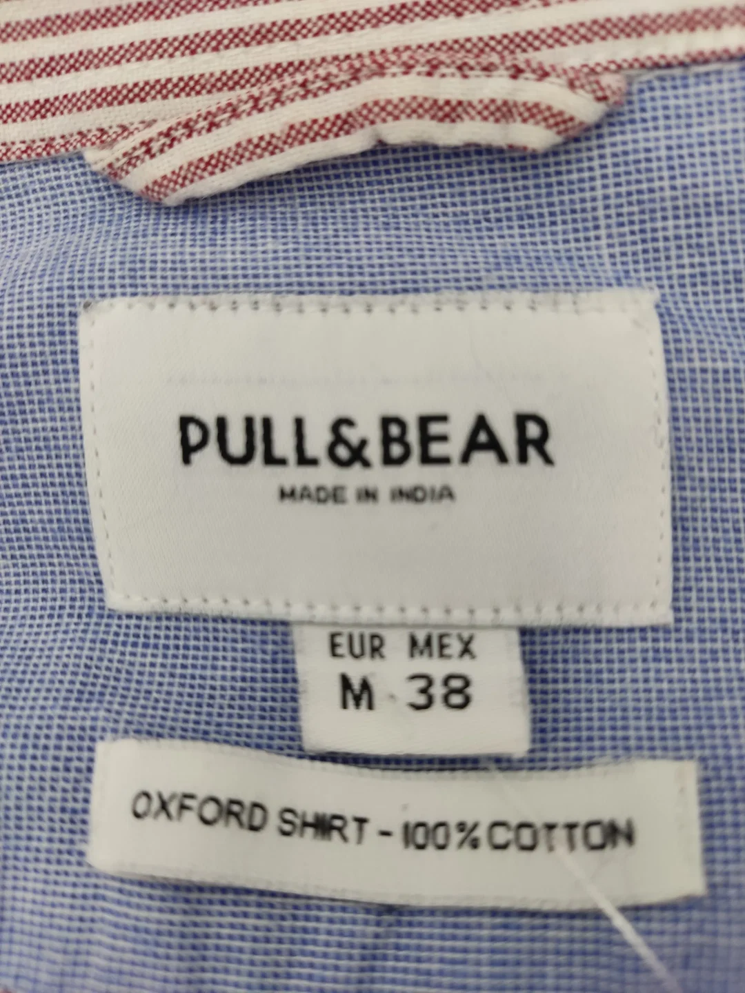 Pull&Bear Herrenhemd rot-weiß gestreift - Gr. M (eng geschnitten) – Bild 4