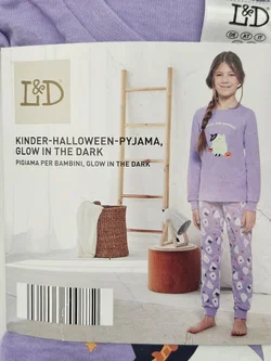 L&D Kinder-Halloween-Pyjama Glow in the Dark #3, lila - Gr- 110/116 – Vorschau 2