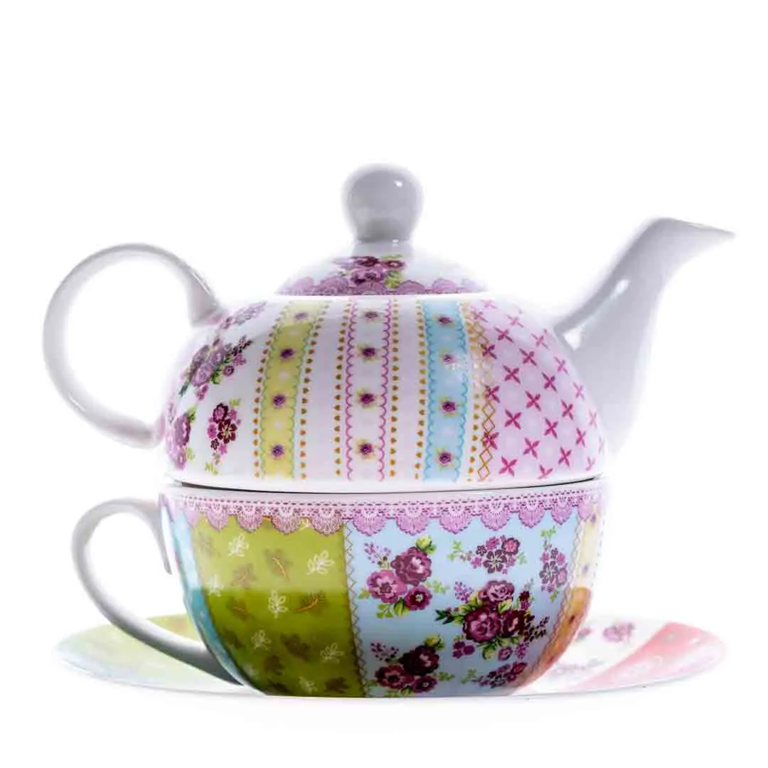 Gottawa Porzellan/Keramik "Tea for one" Set 4teilig Teekanne mit Tasse und Untertasse – Bild 3