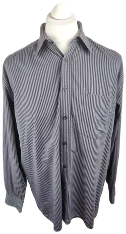 TCM Herrenhemd XL Grau Gestreift | Casual-Klassiker