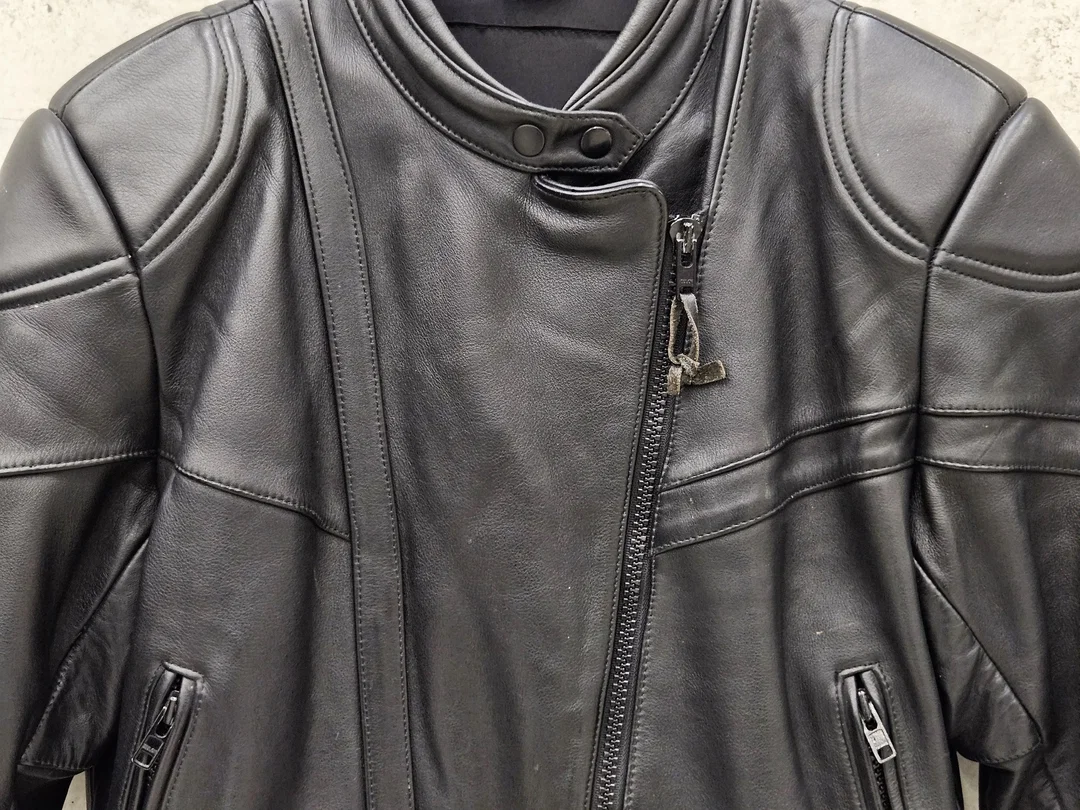 SANMARU Herren Leder Motorrad Jacket, schwarz - Gr. M – Bild 3