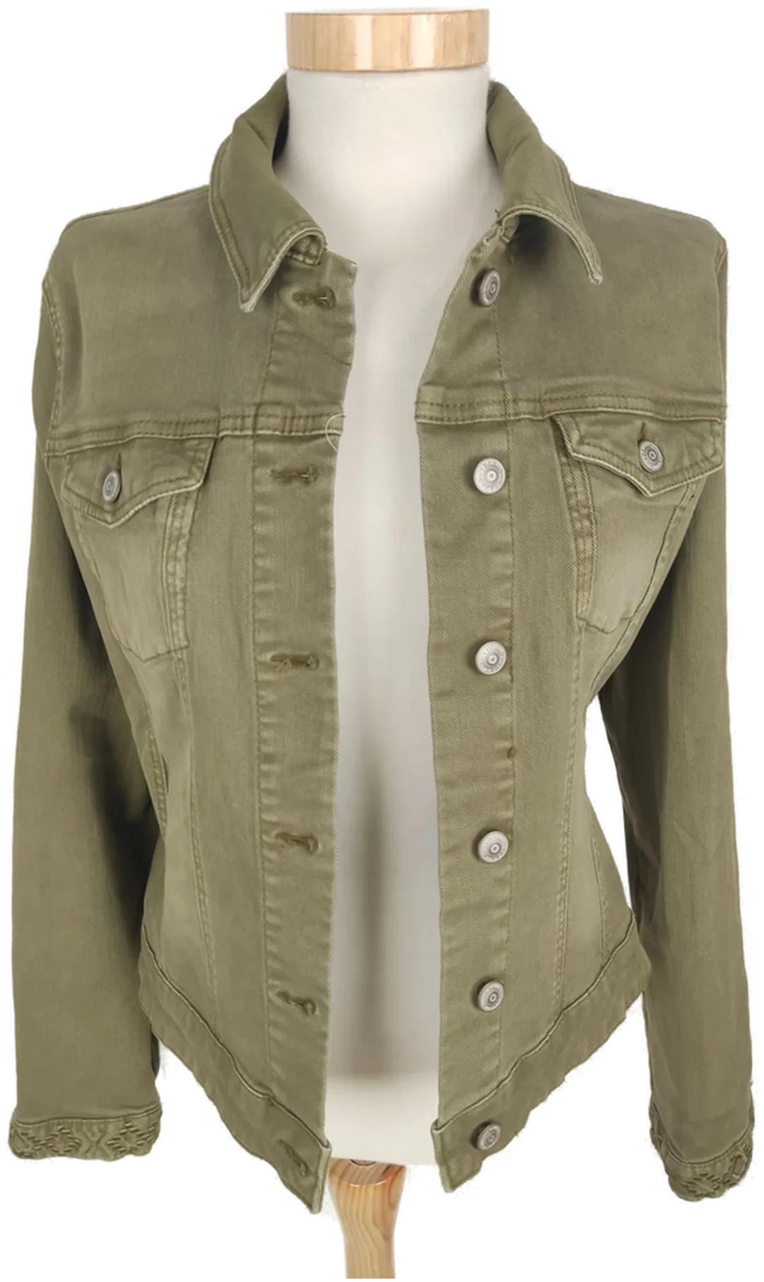 Jacke "s.Oliver", langarm mit Kragen, grün mit Taschen und Stickerei, Größe 36 – Bild 1