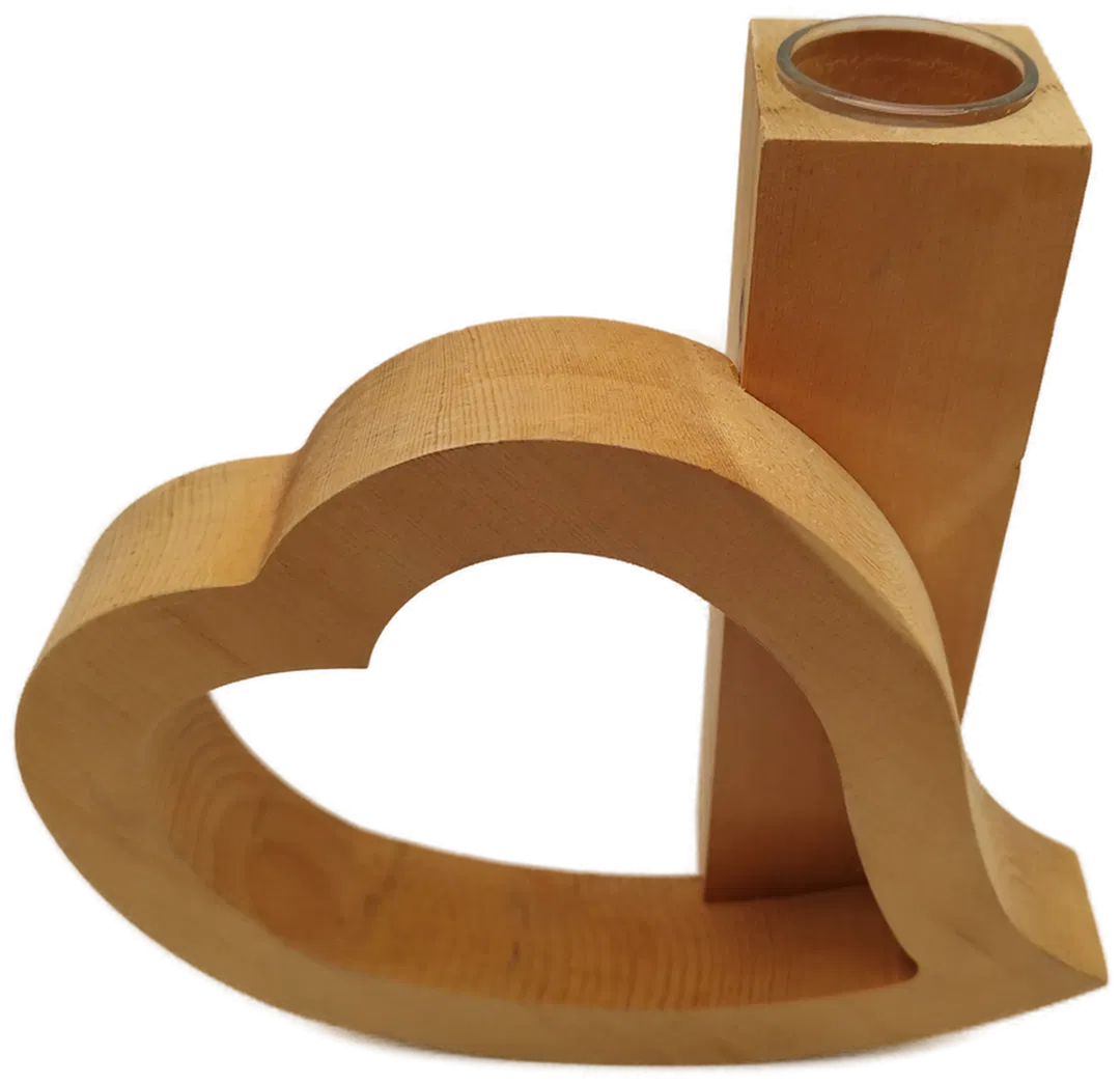 Herzförmiger Kerzenständer aus Holz - 23cm hoch - Bild 1