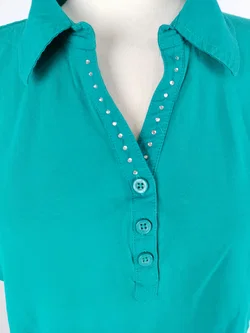 T-Shirt "Bonita", kurzarm mit Kragen, türkis, Größe XL – Vorschau 2