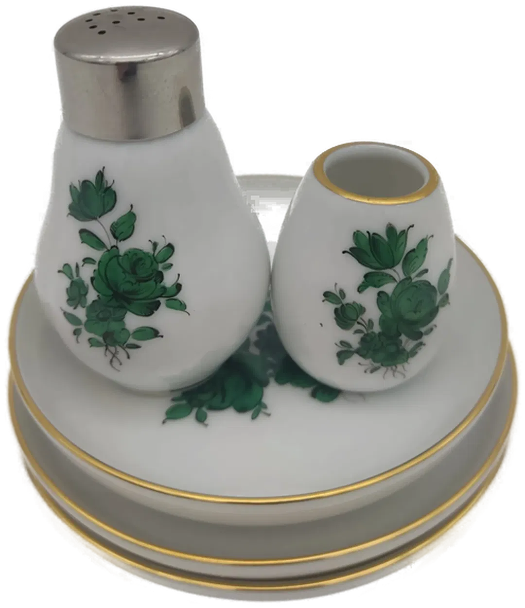 Augarten Porzellan 5 teiliges Set, grüne Rose  - Bild 1