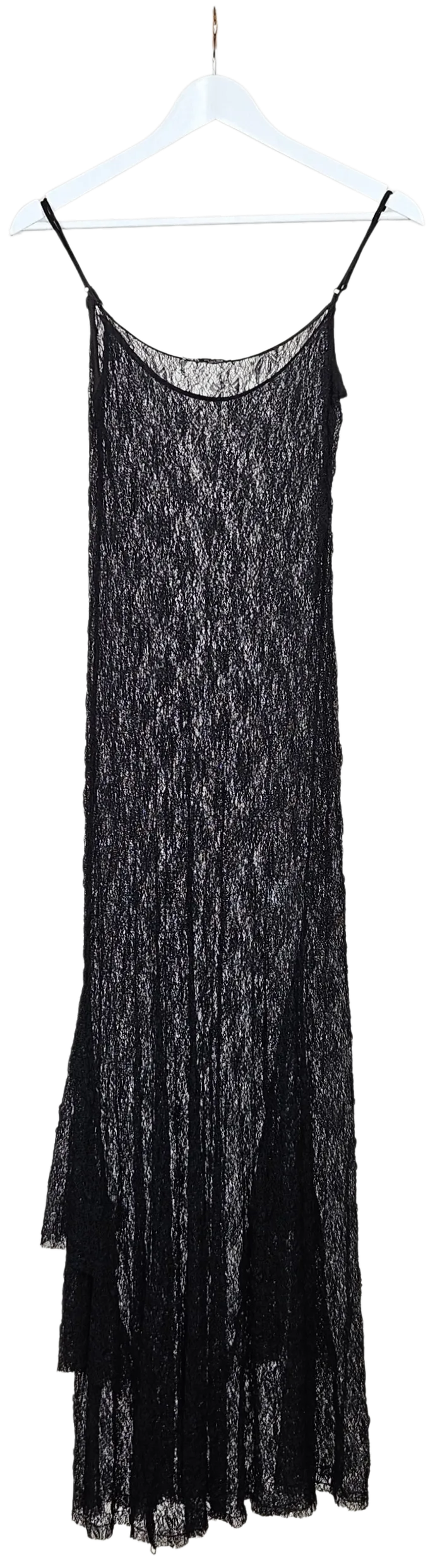 ZARA Damen Maxikleid mit Spitze, schwarz - Gr. L - Bild 1