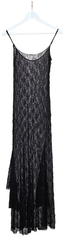 ZARA Damen Maxikleid mit Spitze, schwarz - Gr. L