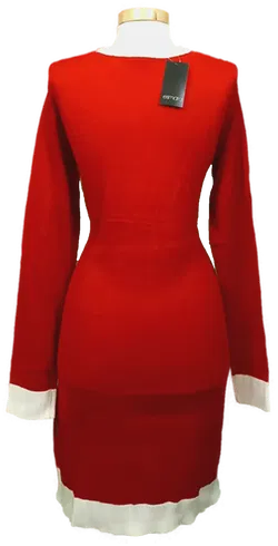 Esmara Damen Weihnachts-Midikleid rot gemustert Gr. M (40/42) - Bild 2