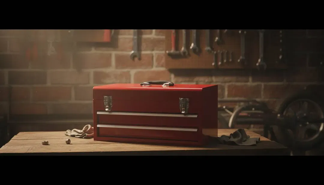 Rote Metall-Werkzeugkiste mit 2 Schubladen und Einsatz – robustes Werkzeug-Depot - Bild 4