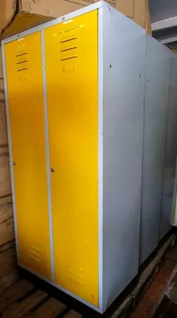 Schrank Spind 6x aus Metall, gelb – Werkstatt Spinde 2-türig 83x50x180 cm - Bild 3