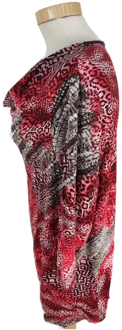 Damen T-Shirt Charles Vögele, rot/braun gemustert, Größe L, dreiviertelarm - Bild 2
