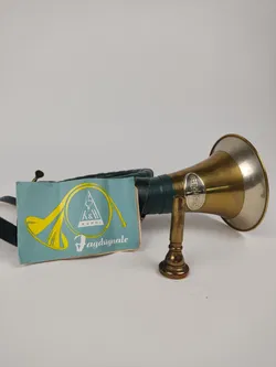 Fürst-Pless Jagdhorn in Gold & Messing / inkl. Tasche - Bild 1