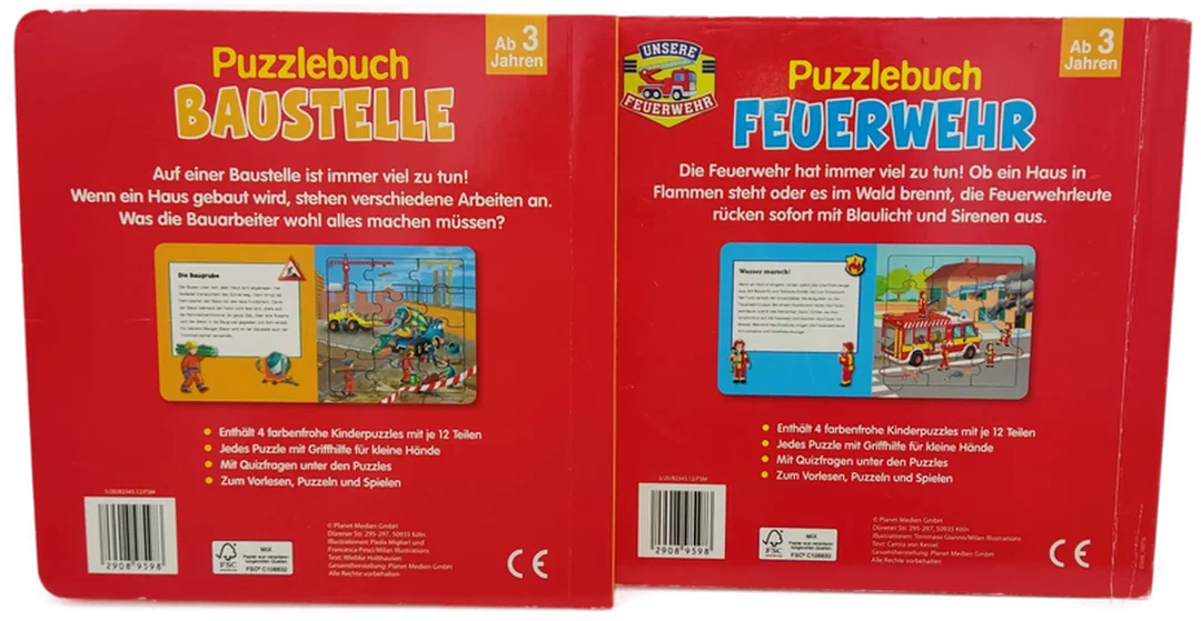  Puzzlebücher 2 Stück Feuerwehr und Baustelle – Bild 2