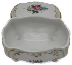 PG  Krone Porzellan Dose weiß/geblümt Vintage - Bild 3