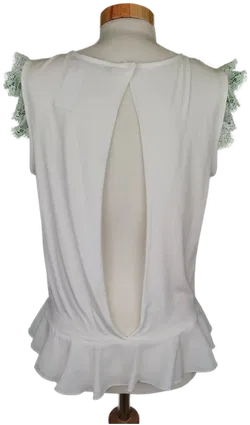 Siste's Damen Top weiß, transparent mit Druck und offenem Rücken - S/36 - Bild 2