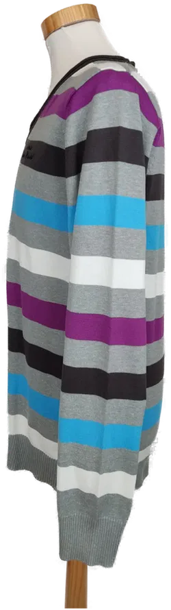 Garcia Herren Pullover mit V-Ausschnitt, grau/blau/lila gestreift - L/50 - Bild 3