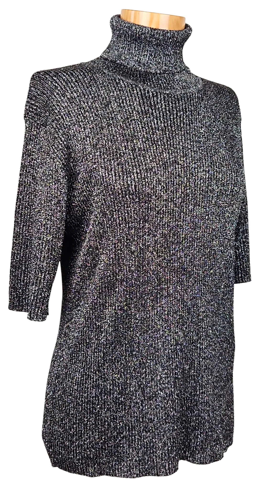 Olsen Damen Rollkragen Shirt, schwarz/silber - Gr. XXL  – Bild 3