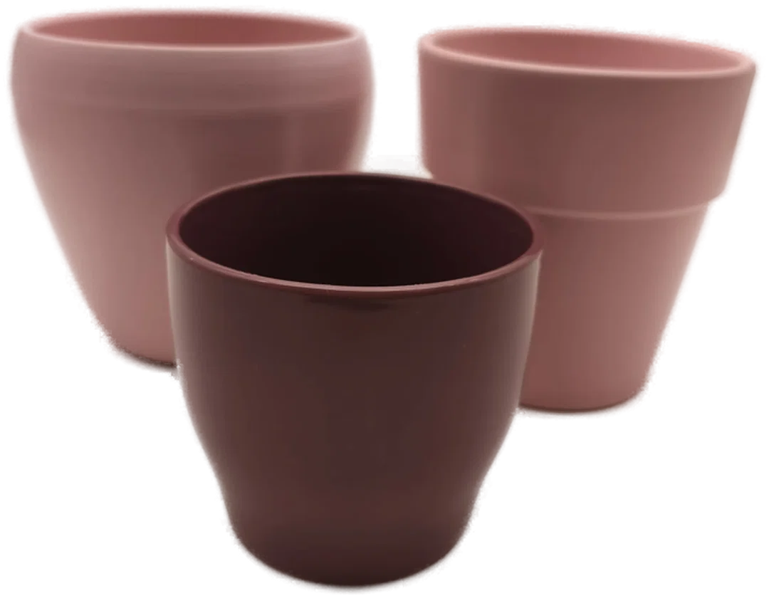 Set rosa/lila, 3 Übertöpfe Keramik - Bild 1