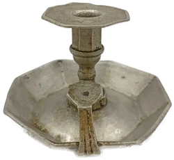 Zinnkerzenständer mit Tragegriff Vintage - Bild 3