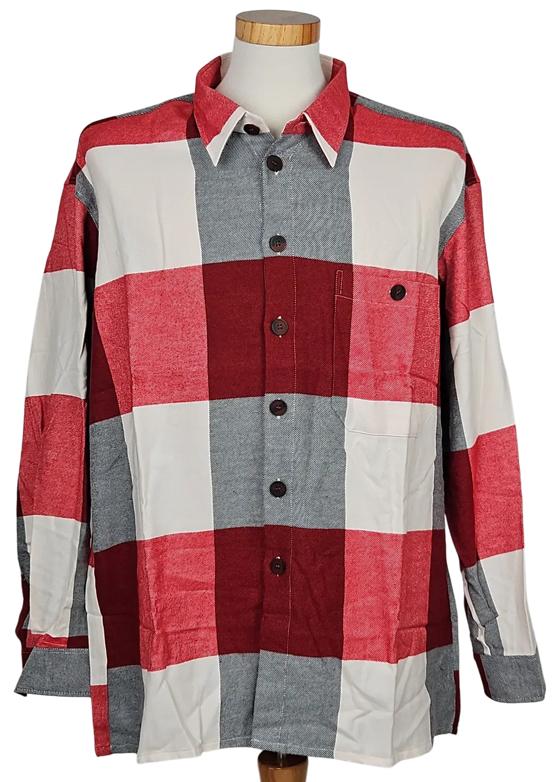 LUIGI Vintage Herren Hemd, rot/weiß/schwarz - Gr. XL  - Bild 4