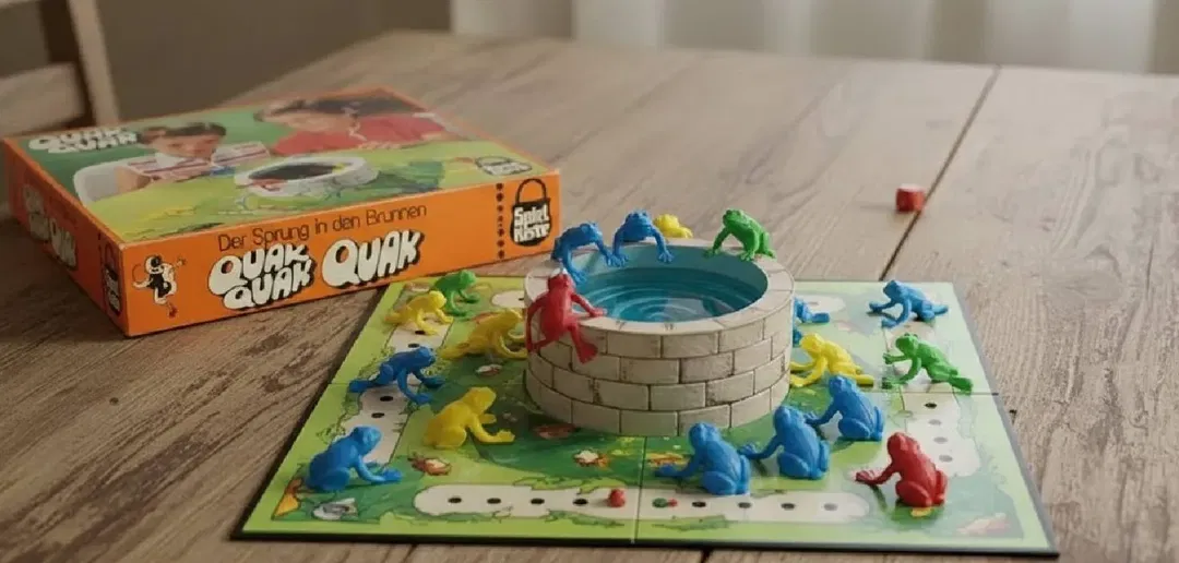 Quak Quak – Das fröhliche Frösche-Hüpf-Spiel | Klassiker von Spielkiste | ab 4 Jahren | Komplett - Bild 1