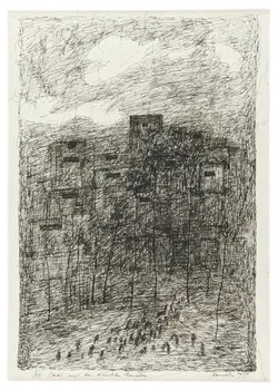 Franz Hametner - Die Stadt mit den dunklen Fenstern, Feder/Tusche Zeichnung - Bild 2