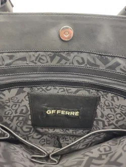 GF FERRE Tote Bag / Shopper, Nylon mit hochwertigen Lederapplikationen und geflochtenen Leder-Trageriemen - Bild 6