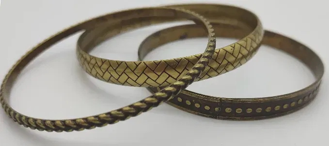 3 Messingarmreifen verziert  - Gr. S/M - Bild 4