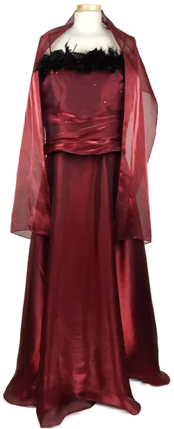 Unique Damenabendkleid  mit Stola bordeaux- XL/ 42 - Bild 4